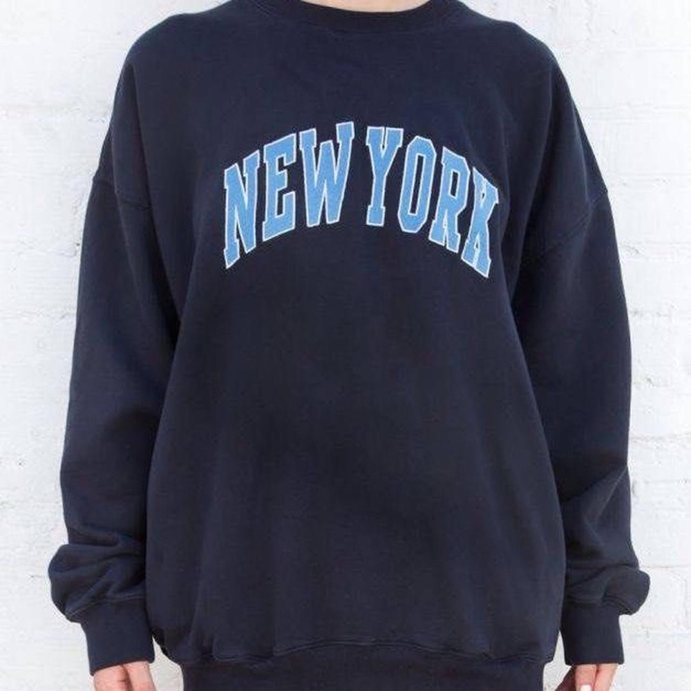 Brandy Melville Navy New York Crewneck with Pockets